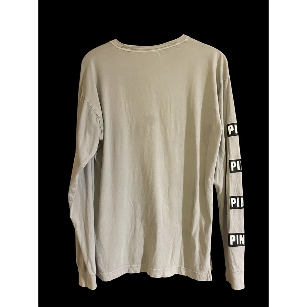Victoria’s Secret Pink Long Sleeve Pocket T-Shirt Gray Blue Small